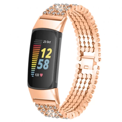 CBFC5-25 Wholesale Bling Metal Watch Bracelet Strap For Fitbit Charge 5