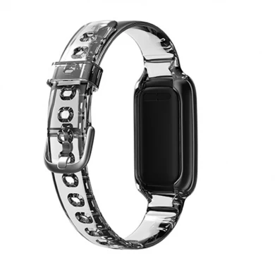 CBFL01 Premium Soft TPU Bracelet Bande transparente pour la sangle Fitbit Luxe avec étui de protection robuste