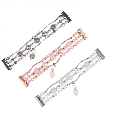 CBFV12 Elastic Stretch Handmade Crystal Beaded Jewelry Bracelet Band Strap For Fitbit Versa 3 Sense