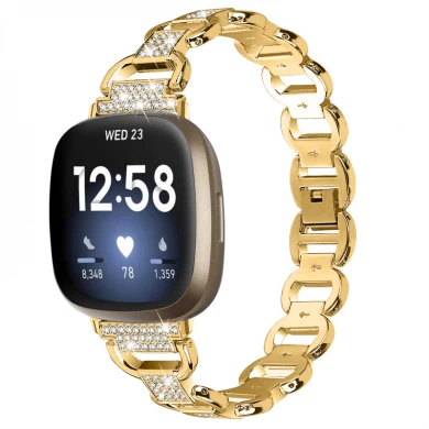 CBFV21 Diamond Metal Edelstahlarmband Armband Smart Watch Band für Fitbit Versa 3