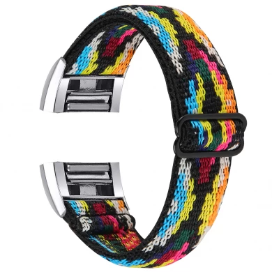 CBFW-C05 Elastic Fabric Nylon Braided Solo Loop Strap For Fitbit Charge 3 4