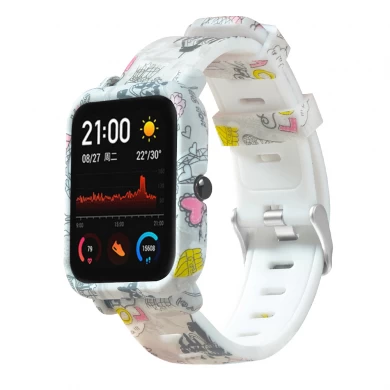 CBHA-110 Colorful Printed Silicon Watch Strap For Xiaomi Huami Amazfit GTS