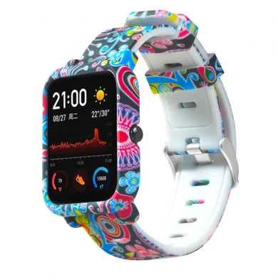 CBHA-110 Colorful Printed Silicon Watch Strap For Xiaomi Huami Amazfit GTS