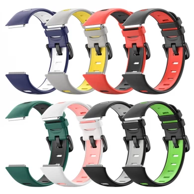 CBHB7-03 Dual Color Breathable Silicone Watch Strap For Huawei Band 7 Smart Watch