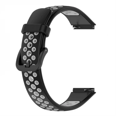 CBHB7-06 핫 판매 듀얼 컬러 통기성 스포츠 실리콘 시계 대역 팔찌 스트랩 Huawei Band 7 Watch