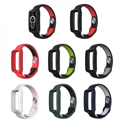 CBHH-28 Wholesale Dual Color Breathable Silicone Watch Straps For Huawei Honor Band 6 Correas