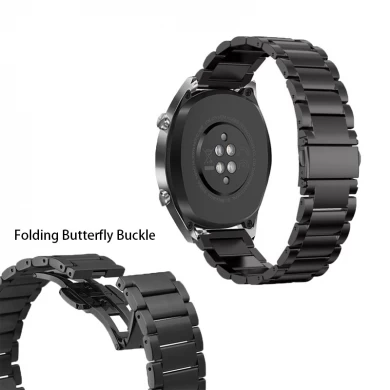 CBHW25 Banda di ricambio in acciaio inossidabile con fibbia a farfalla per cinturino Huawei Watch GT
