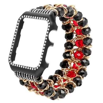 CBIW1013 Bracelet de bijoux perlé élastique à la main avec pare-chocs de protection en métal Bling