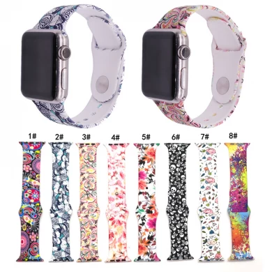 CBIW1050 Trendybay Pattern Printed Sport Soft Rubber Watch Strap For iWatch