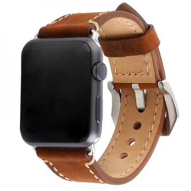 CBIW1056 Crazy Horse Pattern Banda de reloj de cuero genuino para Apple Watch