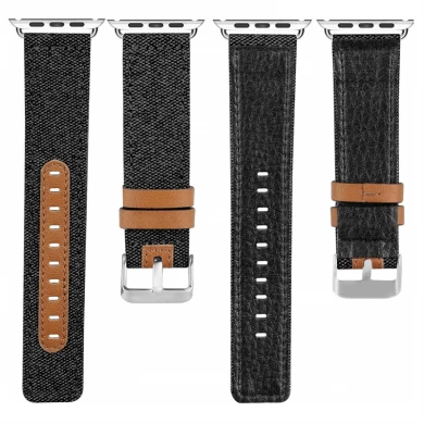 CBIW124 Canvas Leather Watch Band for Apple Watch Ultra Series 8 7 6 5 4