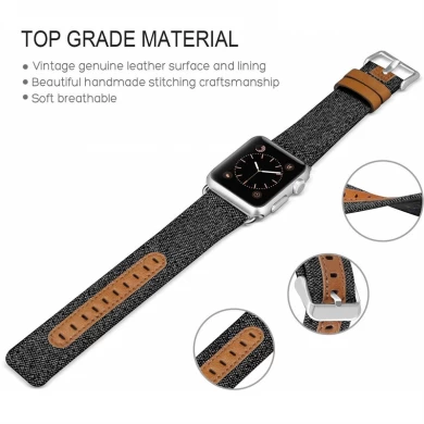 CBIW124 Canvas Leather Watch Band for Apple Watch Ultra Series 8 7 6 5 4