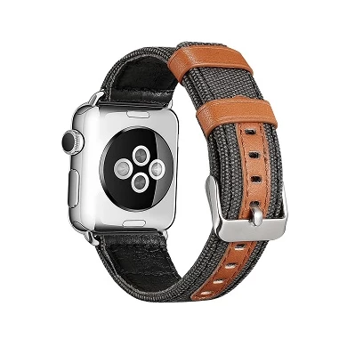 CBIW124 Canvas Leder Uhrenarmbänder für Apple iWacth Series 5 4 3 2 1