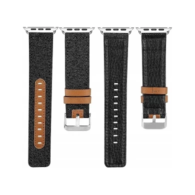 CBIW124 Canvas Leather Watch Bands For Apple iWacth Series 5 4 3 2 1