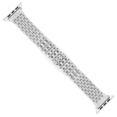 CBIW134 Stainless Steel Diamond Watch Band With Hidden Clasp
