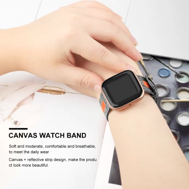 CBIW140 Reflecterende strip Canvas horlogeband voor Apple Smart Watch