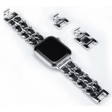 CBIW220 Leather loop Bracelet Metal Strap For Apple Watch Correas 44mm 42mm 40mm 38mm