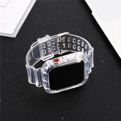 CBIW226 Correa de reloj de pulsera transparente de TPU para Apple Watch Banda de silicona con estuche protector