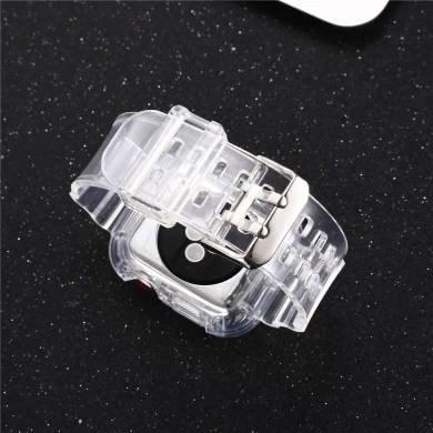 CBIW226 Correa de reloj de pulsera transparente de TPU para Apple Watch Banda de silicona con estuche protector