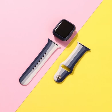 CBIW227 44mm 40mm 38mm 42mm Silicone Band For Apple Watch Series 6 5 4 3 Smart Watch Straps With Case