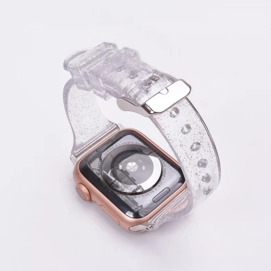 CBIW230 Bling przezroczysty miękki pasek do zegarka TPU do zegarka Apple Watch SE 6 5 4 3