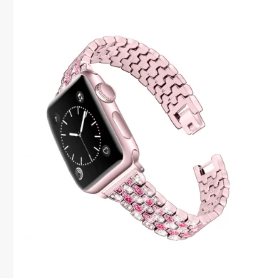 CBIW233 Bracelet de montre-bracelet de remplacement en métal diamant Bling pour Apple Watch
