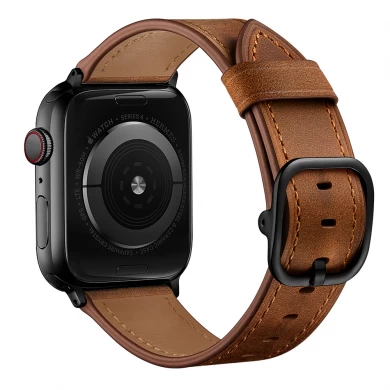 CBIW235 Crazy Horse Pattern Design Leather Watchbands per Apple Watch Ultra Series 8 7 SE 6 5 4 3