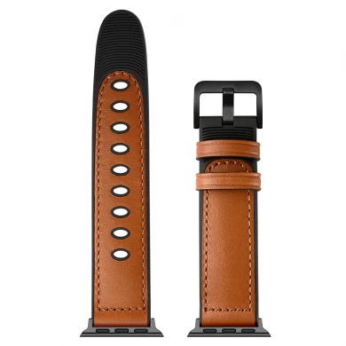CBIW236 Silicone Genuine Leather Watch Band para Apple Watch Ultra Series 8 7 SE 6 5 4 3