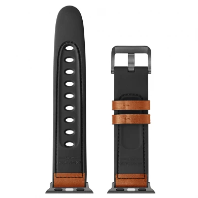 CBIW236 Silicone Genuine Leather Watch Band for Apple Watch Ultra Series 8 7 SE 6 5 4 3