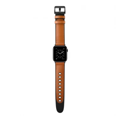 CBIW236 Silicone Genuine Leather Watch Band For Apple Watch Ultra Series 8 7 SE 6 5 4 3