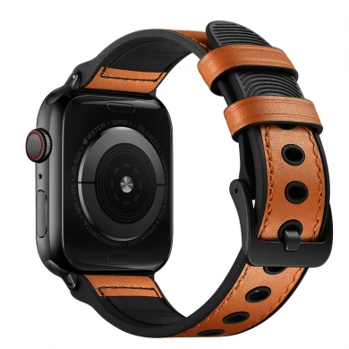 CBIW236 Silicone echte lederen horlogeband voor Apple Watch Ultra Series 8 7 SE 6 5 4 3