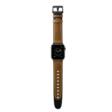 CBIW236 Apple Watch İçin Silikon Hakiki Deri Saat Kayışı Yedek Bandı