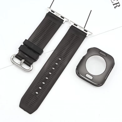 CBIW241 Großhandel 2 in 1 klare TPU Strap + Case Bandas für Apple Watch-Bands 38mm 40mm 42mm 44mm