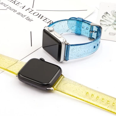 CBIW242 New Bling Bling Trasparente TPU Strap Gestore Correa Para per Apple IWatch Series 6 5 4 3 2 1 SE Smart Watch
