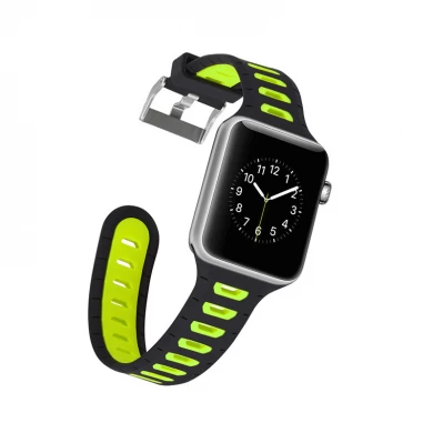 CBIW25 Bracelet de sport en silicone souple respirant double couleurs pour Apple Watch