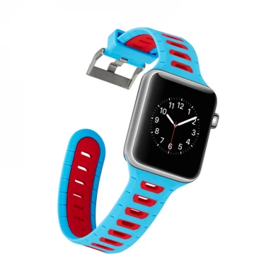 CBIW25 Double Colors Breathable Soft Silicone Sport Strap For Apple Watch