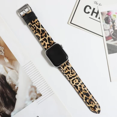 CBIW252 Leopard Print Muster Echtleder Uhrenarmband für iwatch Armbandarmband 44mm 42mm 40mm 38mm