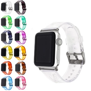 CBIW254 Clear TPU Watch Band For iWatch Series 6 5 4 3 2 1 SE For Apple Watch Strap 38mm 40mm 44mm 42mm With Bumper Case