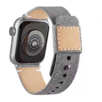 CBIW257 Hot Selling Fabric Canvas Leather Watch Strap For iWatch 38mm 40mm 42mm 44mm