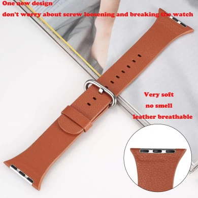 CBIW26 Real Leather Silicone Smart Watch Band For Apple Watch With Metal Buckle