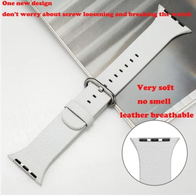 CBIW26 Real Leather Silicone Smart Watch Band For Apple Watch With Metal Buckle