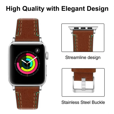CBIW261 Womens Mes Genuine Leather Strap For Apple Watch Series SE 6 5 4 3 44mm 40mm 42mm 38mm