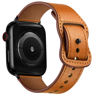 CBIW263 Top Grain Houwine Leather Watchband for Apple Watch Ultra Series 8 7 SE 6 5 4 3