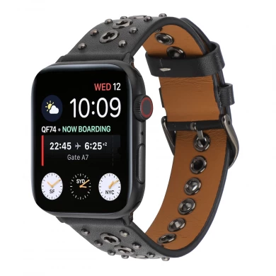 CBIW284 Studded Leather Bands For Apple Watch Strap 44mm 40mm 42mm 38mm Series 6 5 4 3 2 1