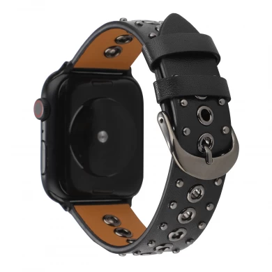 CBIW284 Bandes en cuir à cloutés pour la bracelet de montre Apple 44mm 40mm 42mm 38mm série 6 5 4 3 2 1