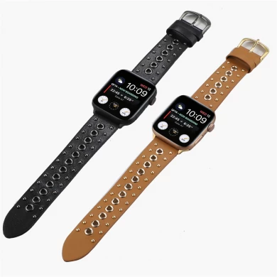 CBIW284 Studded Leather Watch Band For Apple Watch Ultra Series 8 7 SE 6 5 4 3