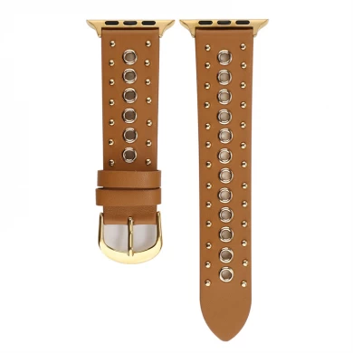 CBIW284 Studded Leather Watch Band For Apple Watch Ultra Series 8 7 SE 6 5 4 3