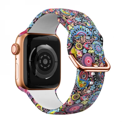 CBIW288 Printed Pattern Floral Silicone Watchband For Apple Watch Series SE 6 5 4 3 2 1