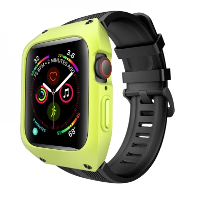 CBIW29 Sport Soft Silicone Watch Strap For Apple Watch 44mm With Protective Cover