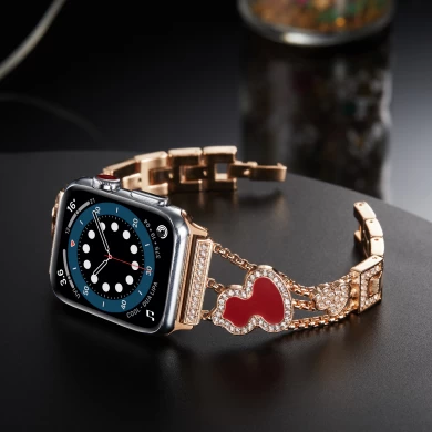 CBIW298 Diamants de luxe Diamants Strass Bracelet de bracelet en métal pour Apple Watch